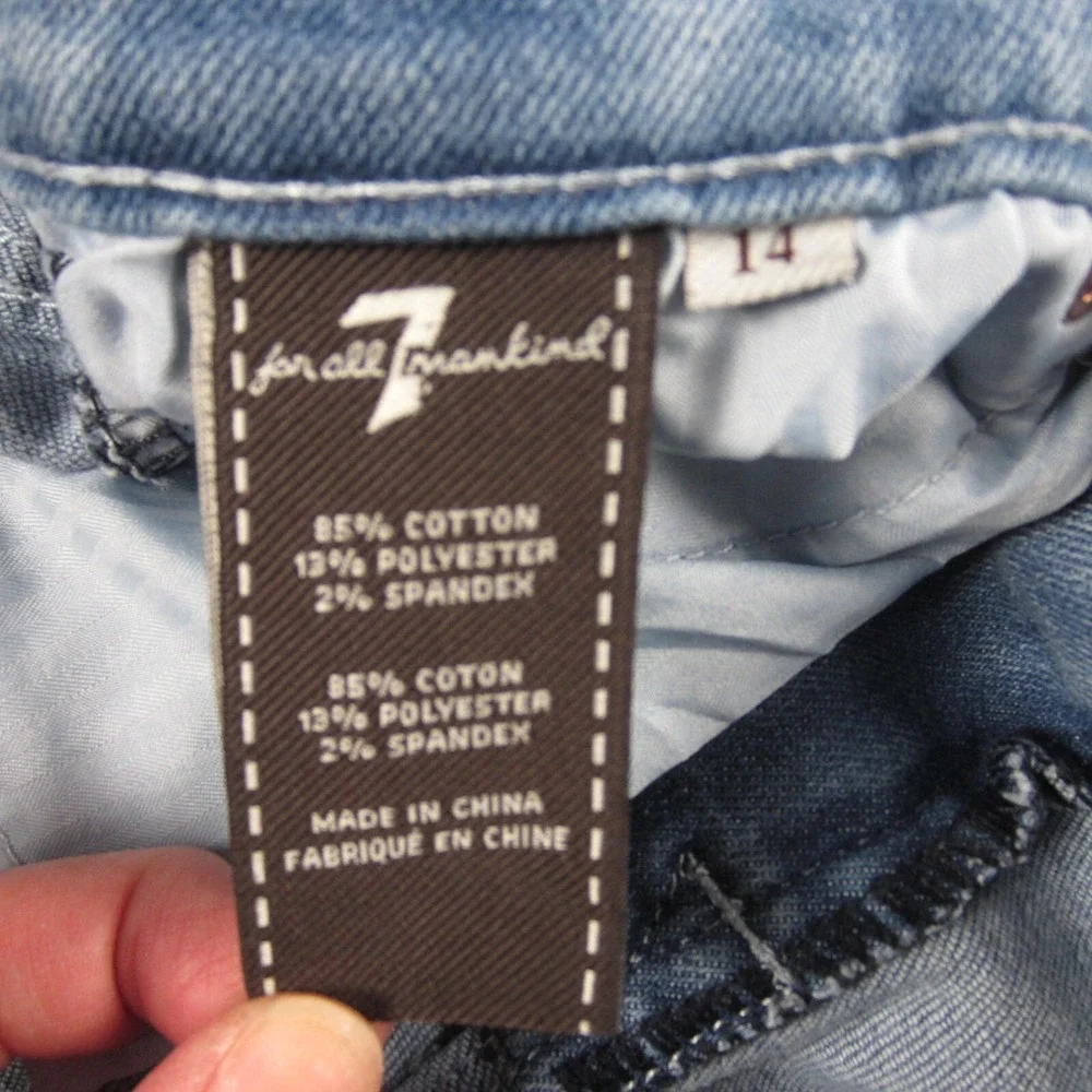 7 For All Mankind Jeans Girls 14 Luxe‎ Vintage Ankle Skinny Zip Front Moto Denim